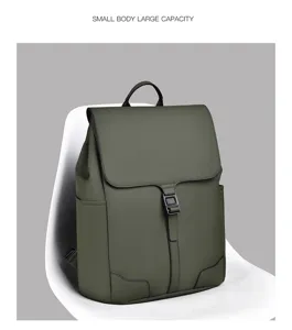 Men casual business commuter laptop backpack large capacity dark green daily school bag