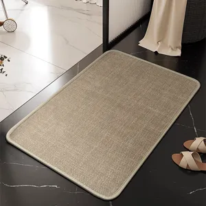 Tapis de bain tissé en lin tapis de sol antidérapant minimaliste pour porte de salle de bain