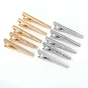 Set fermacravatta in metallo da uomo, oro e argento, modelli classici eleganti.