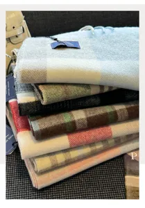 Autumn winter wool blend scarf classic British plaid thick warm neckerchief for couple