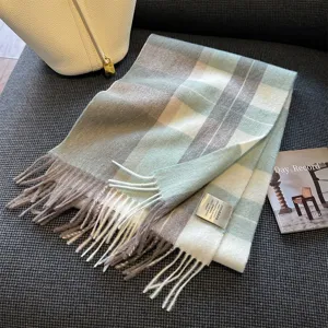Classic Plaid Wool Scarf For Women Winter Warm Tassel Neck Warmer Long Soft Shawl Fashion Apparel Accessories