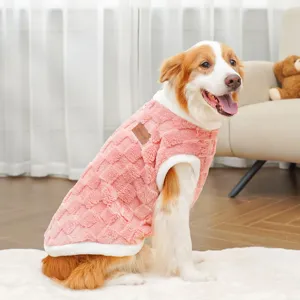 Gilet invernale in peluche rosa per cani abbigliamento caldo pile animale domestico cappotto morbido