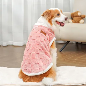 Gilet invernale in peluche per animali domestici vestiti per cani e gatti rosa a quadretti