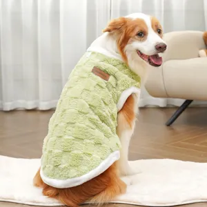Gilet in pile verde per cani e gatti, caldo abbigliamento autunnale invernale per animali.