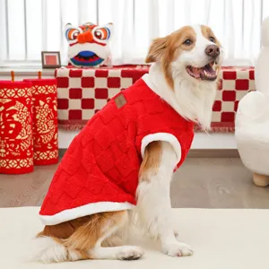 Gilet rosso in peluche per cani caldo pile vestiti invernali per animali gatti cani di taglia