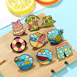Zomer strand serie geemailleerde speldjes set, creatieve tropische stijl broche voor kleding.