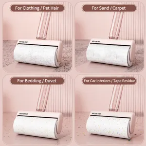 Lint roller for pet hair removal, sticky paper refill for clothes, sofa, and car cleaning.