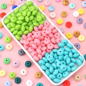 DIY Jewelry Making Beads Colorful Silicone Abacus Beads Flat Round Spacer Beads For Bracelet Pendant Necklaces Handmade Crafts