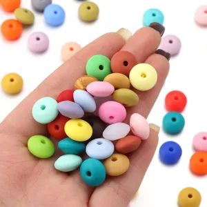 Vibrant colorful silicone flat round abacus beads for DIY bracelet jewelry making accessories