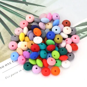 Colorful silicone abacus beads flat round spacer beads for DIY handmade jewelry crafts.