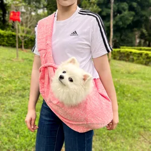Cómoda bolsa de transporte rosa para perros y gatos pequeños, bolso transpirable para exterior.