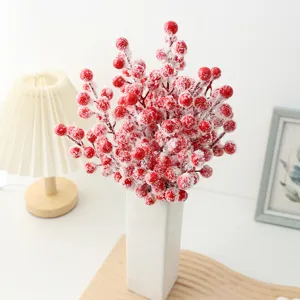Artificial frosted red berry branch Christmas floral home decoration detail display