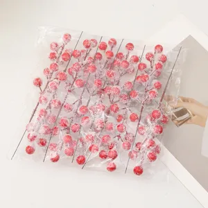 Christmas artificial red berry branches 20cm frosted frosted berries for DIY christmas decor