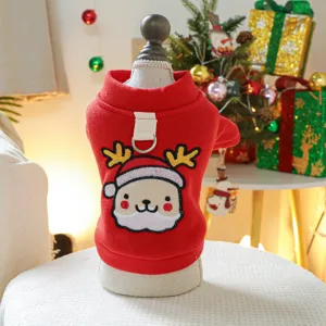 Maglione in pile rosso per animali domestici cuccioli simpatico design renna di natale vestiti invernali