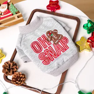 Christmas gingerbread man pet dog sweater cute holiday crewneck apparel for small puppies
