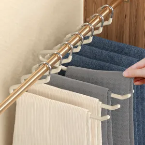 Stainless steel Z-shaped pants hangers for closet storage space saving wardrobe organizers