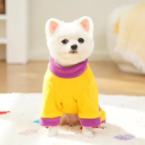 Cozy fleece pet sweater for dogs and cats, autumn and winter warm color block pet apparel.