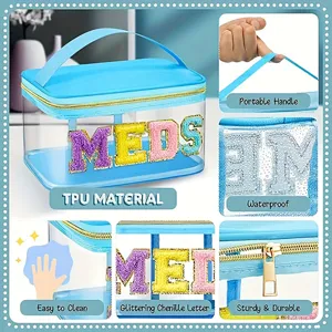 Trousse de toilette transparente en TPU avec lettres pailletées, organiseur de voyage.