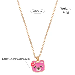 Kinderen schattige roze beren hanger ketting, leuk cartoon ontwerp, perfect cadeau voor kids.