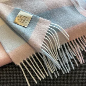 Cozy wool plaid scarf with soft fringe, premium winter warm neck wrap for women and men.