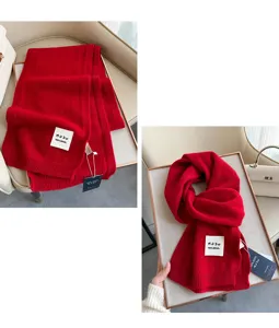 Sciarpa rossa 100% lana donna inverno spessa calda lavorata a maglia scaldacollo