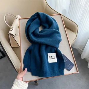 Sciarpa Lavorata a Maglia Calda Invernale da Donna in Pura Lana Minimalista Tinta Unita Sciarpa Lunga scaldacollo Accessorio Moda