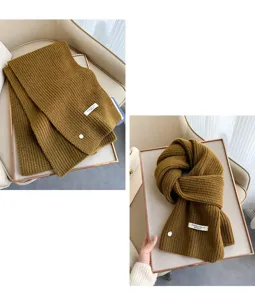 Herbst Winter warmer einfarbiger Strick Wolle Schal vielseitiger Mode Halswärmer Damen