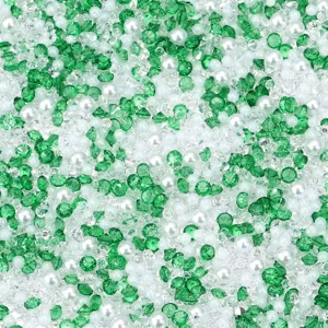 Gemengde groene hars strass steentjes en witte parels vulling voor DIY epoxy hars knutselen.