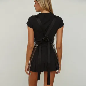 Transparent TPU waterproof work apron with adjustable black cross back straps for salon.