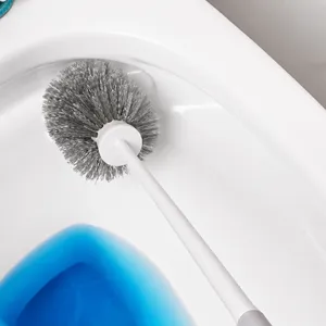 Long handle toilet bowl cleaning brush with soft dense bristles for bathroom cleaning