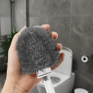 Toilet brush set with dense bristles for deep bathroom and toilet cleaning convenience.