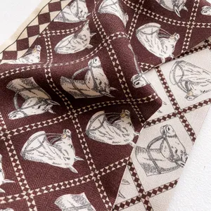 Elegant silk wool skinny ribbon scarf featuring classic retro equestrian horse head pattern.