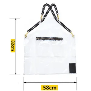Delantal transparente de TPU con correas de cadena elegantes, impermeable y resistente.