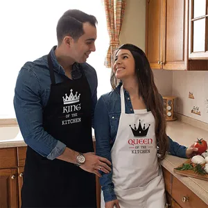 Tabliers de cuisine pour couple assortis roi et reine polyester vetement cuisine cadeaux.