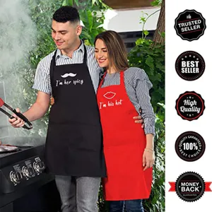 Ensemble tablier de barbecue couple imperméable polyester cuisine cuisine pour hommes femmes