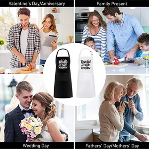 Ensemble tabliers de cuisine couple imperméable polyester réglable pour cuisiner