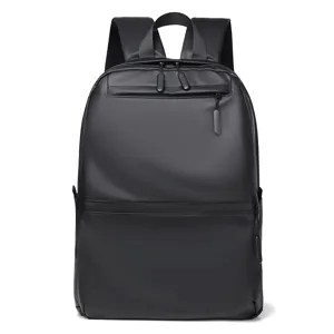 Mochila de negocios negra minimalista para hombre, mochila casual impermeable para viajes.