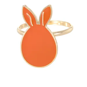 Paashaas servetring met oranje emaille ei ontwerp gouden metaal tafeldecoratie voor feest.