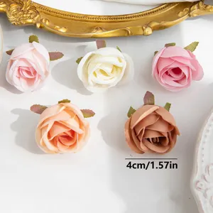 Têtes de roses artificielles en tissu de soie accessoires DIY artisanat 4cm