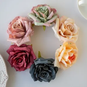 Artificial curled rose heads bulk 8cm DIY flower wall material wreath decor craft supplies