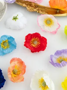 Kunstmatige klaproos bloemhoofdjes gekleurde zijden bloemen voor DIY feestdecoratie