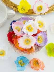 Kunstmatig klaproos bloemhoofdjes set kleurrijk DIY handwerk huwelijk feest 50st