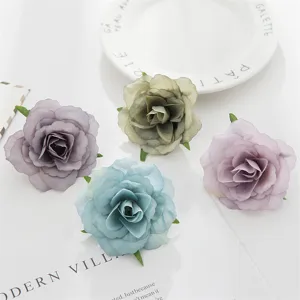 Artificial silk rose flower heads for DIY crafts, wedding bouquets and home decoration.