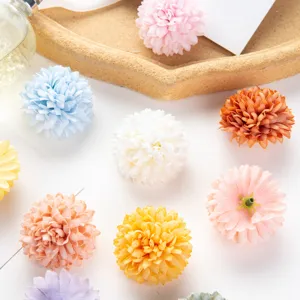 Close-up detail of colorful artificial hydrangea flower heads for DIY crafts and home decor.