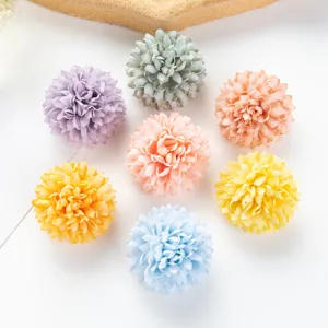 Colorful artificial hydrangea flower heads for DIY crafts, wedding and home decor.