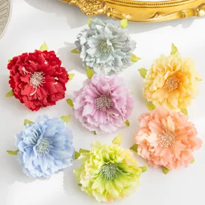 Colorful artificial peony flower heads silk flowers for DIY hair accessories and garlands.
