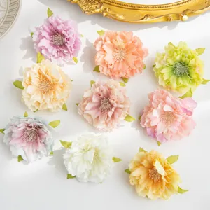 Artificial peony flower heads pastel silk flowers DIY hair accessories floral wreath decor