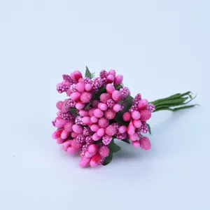 Artificial pink frosted berry bouquet for DIY crafts, wedding candy boxes and floral garlands.