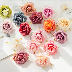 European Simulation Small Rose Silk Flowers Artificial Rose Heads For Wedding Road Guide Home Decor DIY Crafts Party Decoration