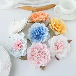 Têtes de fleurs artificielles pivoine rose en soie colorée pour mariage DIY déco